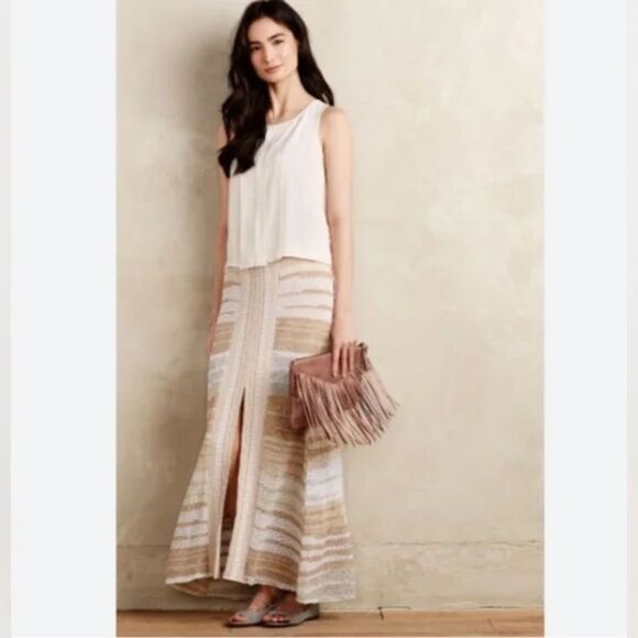 Anthropologie Dresses & Skirts - Anthropologie Cecelia Prado Glinted Gold & Silver Knit Maxi Skirt - XS
